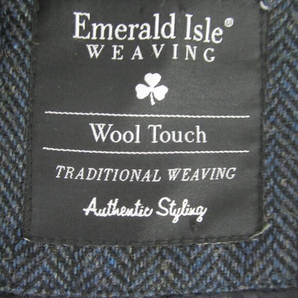 Emerald Isle Weaving Mens L Navy Blue Black Wool Herringbone Vest UK 56 43" - Picture 3 of 9